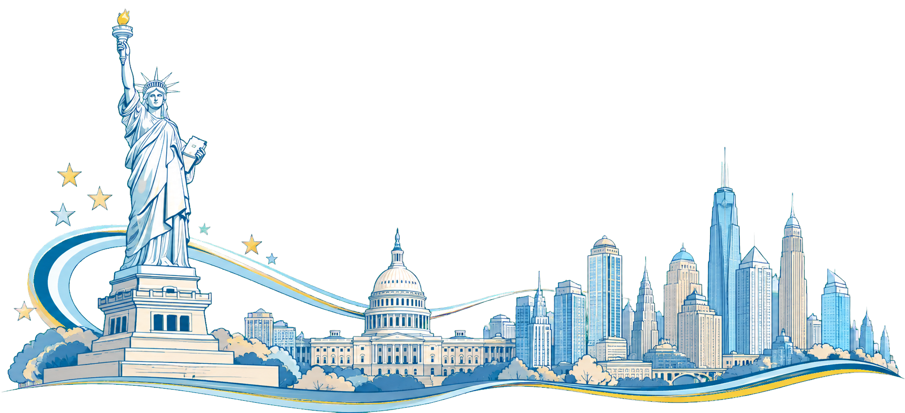 United States landmarks illustration